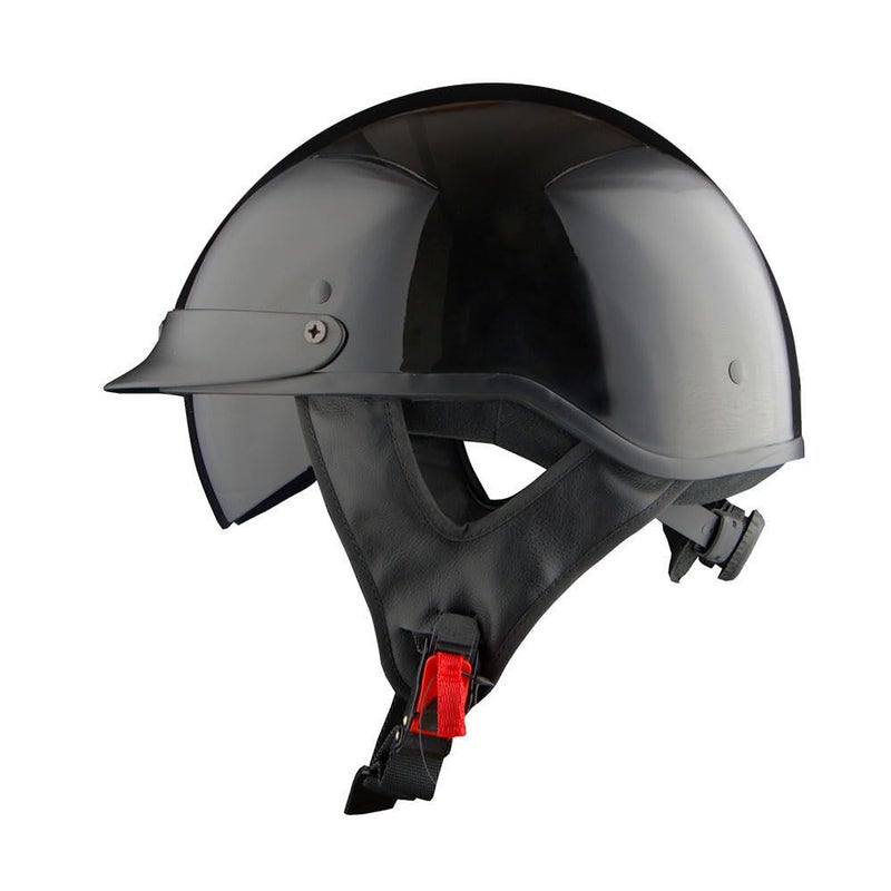 1Storm Motorcycle Half Face Helmet Mopeds Scooter Pilot with Retractable Inner Smoked Visor, Glossy Black - Image 1